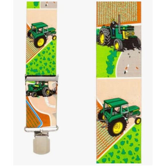 Suspender Store Green Tractor Suspenders 2" Wide Elastic X Back Pin Clip 60 inch - Picture 2 of 6